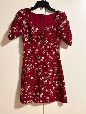 Since Then Women’s Floral Red Puff-Sleeve Dress